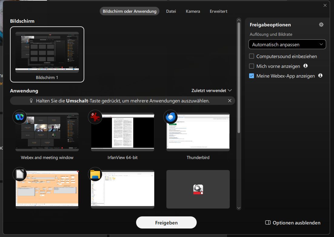 Bildschirm freigeben
